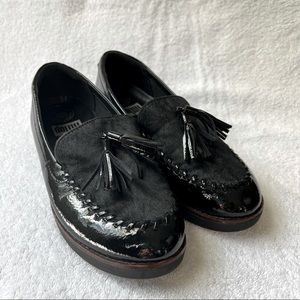 Fitflop Petrina Faux Pony Moccasin Patent Loafer, black, Size 7